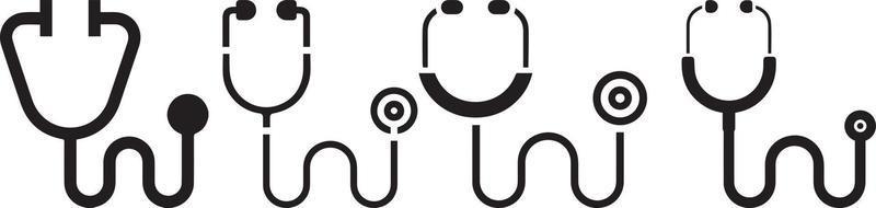 conjunto de iconos planos de dispositivos médicos estetoscopio. icono de estetoscopio. logotipo de atención médica. símbolo de vector de icono de estetoscopio para médico y médico