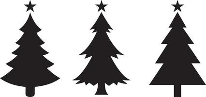 Set of Christmas tree silhouette with decorations. Christmas trees background. Isolated christmas tree icon with star. winter trees collection for holiday Xmas and new year vector