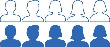 blue User Icon set. Profile icon. Monochrome icon. People sign. account symbol vector