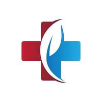 Medical Cross and leaf herbal medicine logo
