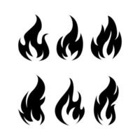 conjunto de iconos de fuego negro vector