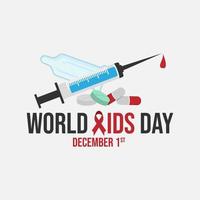 1st December. World Aids Day concept. Aids Awareness Red Ribbon. World Aids Day poster vector