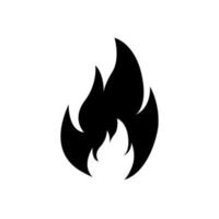 icono de llama de fuego, icono negro aislado en fondo blanco vector