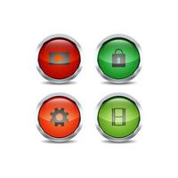 diseño de conjunto de iconos de vector de estilo de botón de círculo de interfaz de usuario brillante 3d