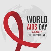 1st December. World Aids Day concept. Aids Awareness Red Ribbon. World Aids Day poster vector