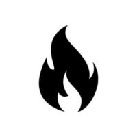icono de llama de fuego, icono negro aislado en fondo blanco vector