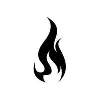 icono de llama de fuego, icono negro aislado en fondo blanco vector