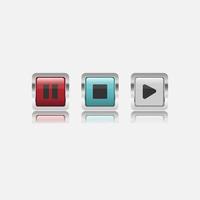 Colorful shiny glass square button with metal frame vector