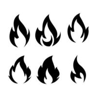 conjunto de iconos de fuego negro vector