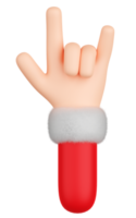 Santa Claus hand in red shirt with fur, 3d illustration png