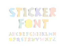 Set of realistic letters in the form of multicolored stickers. Latin alphabet. vector