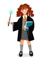 academia hogwarts de magia y hechicería, hermione granger, 19 de septiembre, heroína de harry potter vector