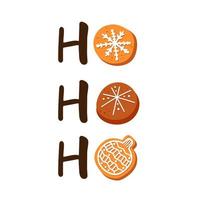 Ho ho ho. Santa Claus laughs. Text from Christmas gingerbread. vector