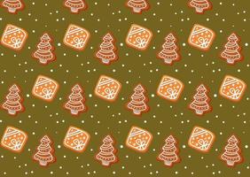 Christmas pattern with gingerbread cookie isolated on white background. Christmas tree. Food illustration for design, print, fabric or background vector
