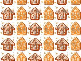 Winter seamless patterns with gingerbread. holiday treat. Christmas vector