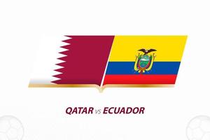 qatar vs ecuador en competencia de futbol, grupo a. versus icono en el fondo del fútbol. vector