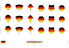 Collection of the Germany flag in different shapes and with three different effects. vector