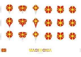 Collection of the Macedonia flag in different shapes and with three different effects. vector