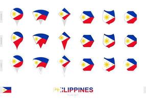 Collection of the Philippines flag in different shapes and with three different effects. vector