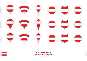 Collection of the Austria flag in different shapes and with three different effects. vector