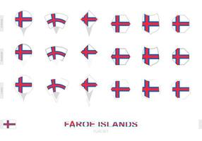 Collection of the Faroe Islands flag in different shapes and with three different effects. vector