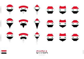 Collection of the Syria flag in different shapes and with three different effects. vector