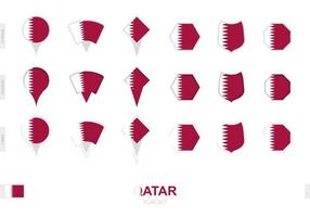 colección de la bandera de qatar en diferentes formas y con tres efectos diferentes. vector