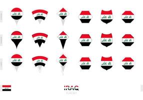 colección de la bandera de irak en diferentes formas y con tres efectos diferentes. vector