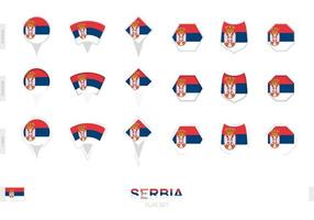 Collection of the Serbia flag in different shapes and with three different effects. vector