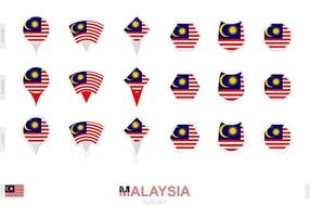 Collection of the Malaysia flag in different shapes and with three different effects. vector