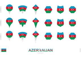 Collection of the Azerbaijan flag in different shapes and with three different effects. vector