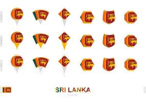 Collection of the Sri Lanka flag in different shapes and with three different effects. vector