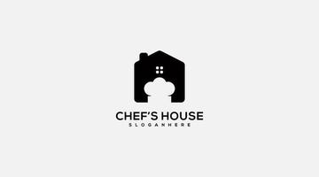 vector de diseño de logotipo de icono de chef de casa de chef