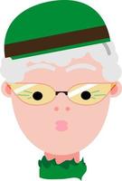 Old woman with glasses, illustration, vector on a white background.