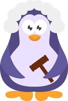 Judge penguin, icon illustration, vector on white background