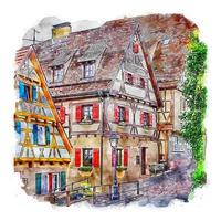 Altensteig Germany Watercolor sketch hand drawn illustration vector