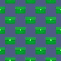 Green wallet , seamless pattern on a blue background. vector