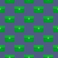 Green wallet , seamless pattern on a blue background. vector