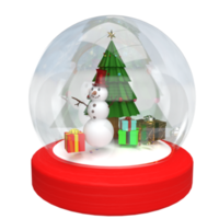 el muñeco de nieve y el árbol de navidad en bola de cristal imagen png