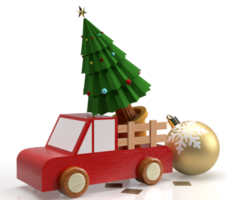 de Kerstmis boom in hout vrachtauto PNG beeld