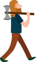 Man with ax, illustration, vector on white background