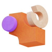 Rendu 3d de l'illustration de décoration de forme avec texture orange, violette et pierre pour la présentation png