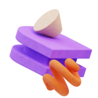 Rendu 3d de l'illustration de décoration de forme avec texture orange, violette et pierre pour la présentation png