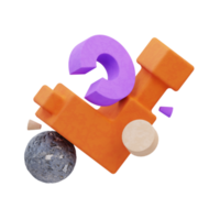 Representación 3d de la ilustración de decoración de forma con textura de piedra naranja, púrpura para la presentación png
