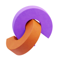 Rendu 3d de l'illustration de décoration de forme avec texture orange, violette et pierre pour la présentation png