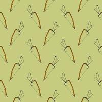 Small carrot , seamless pattern on a mustard yellow background. vector