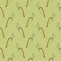 Small carrot , seamless pattern on a mustard yellow background. vector