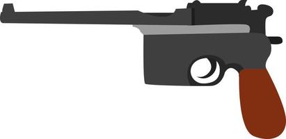 Pistola mauser, ilustración, vector sobre fondo blanco.