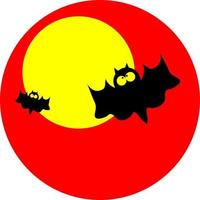 Bats around the moon, illustration, vector, on a white background. vector