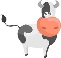 vaca en blanco y negro, ilustración, vector sobre fondo blanco.